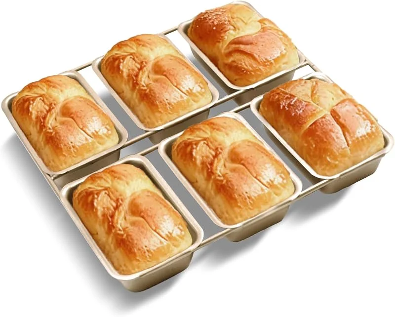 Gurlideo Mini molde para pan de 6 cavidades, color dorado — Hogar y cocina