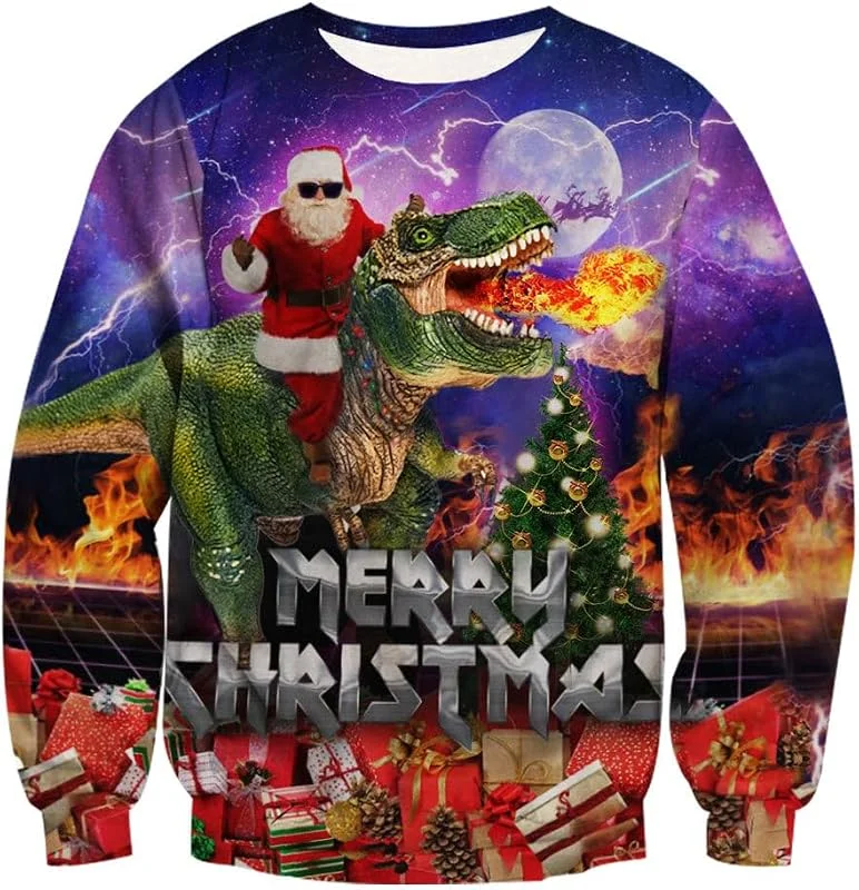 ALISISTER Unisex Ugly Christmas Jumper 3D Impreso Navidad Jersey Sudadera Divertida Suéter de Manga Larga Camiseta S-3XL — Ropa Navidad