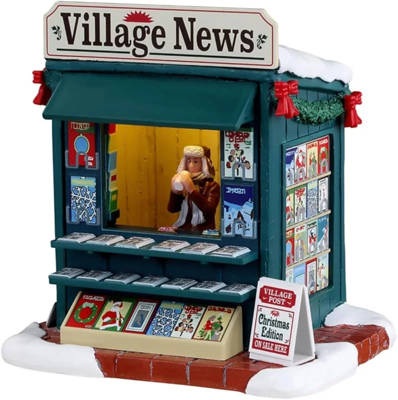 LEMAX Edificio Iluminado Quiosco Día de Las Buenas Noticias en Resina H11 x 9 x 11, 5 cm — Decoracion Navidad