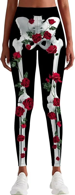 Rave on Friday Mujeres Leggins Patrón de Navidad Pantalones de Yoga Deportivos de Cintura Alta Gimnasio Elástico Elegante Slim Fit Skinny Entrenamiento atlético Pantalones para Correr Medias S-XL — Ropa Navidad