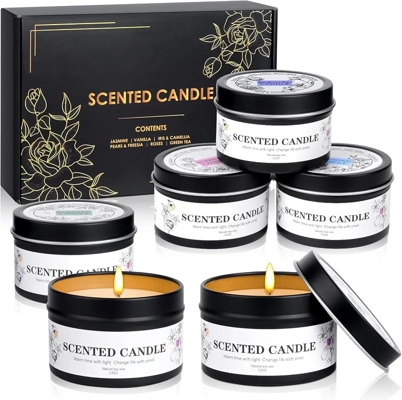 KIYTARBOO Juego de regalo de velas aromáticas 6 velas aromáticas regalos para mujeres — Cena a la luz de velas