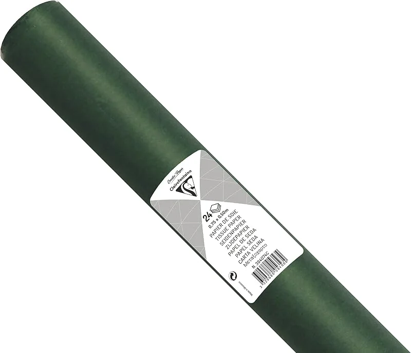 Clairefontaine Maildor - Rollo de papel de seda (18 g, 50 x 75 cm, 24 hojas), color verde — Envoltorio regalo