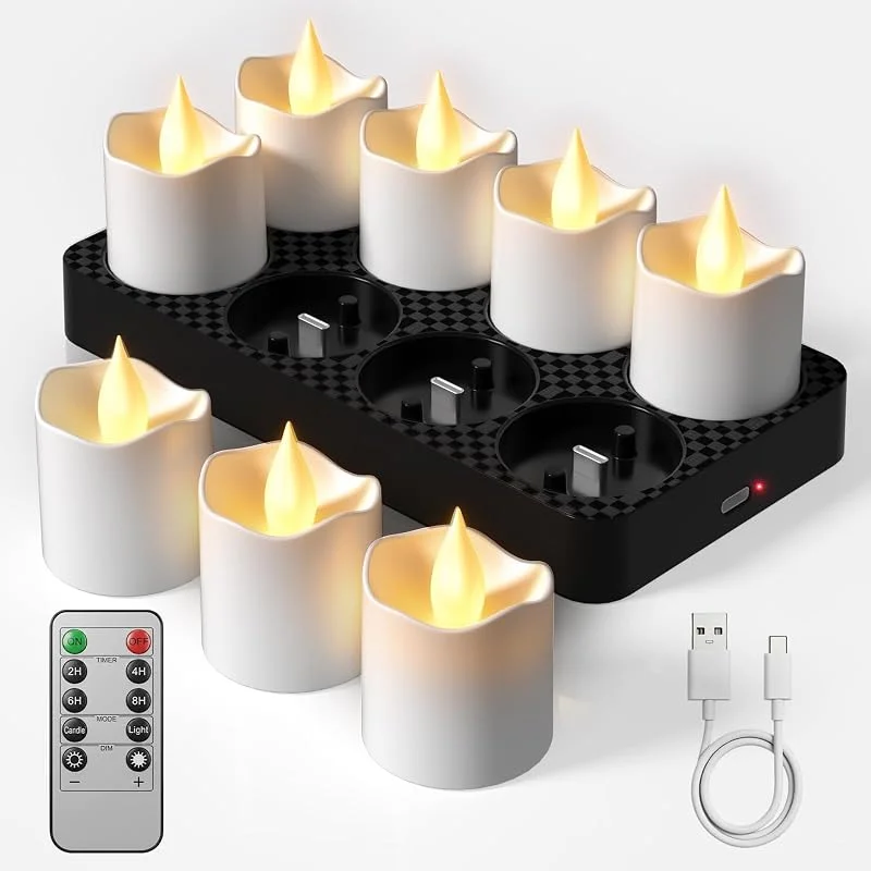 Diealles Shine Velas LED Recargables Más de 18-60 Horas 8 Pz — Cena a la luz de velas