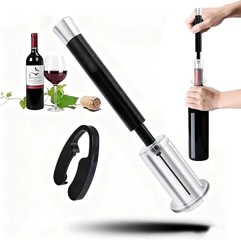 LERANXIN Abrebotellas de Presión de Aire, LERANXIN Negro Abrebotellas Vino, Sacacorchos con Cortador de Papel de Aluminio, se Adapta a la Mayoría de las Botellas de Vino — Vino y mesa festiva