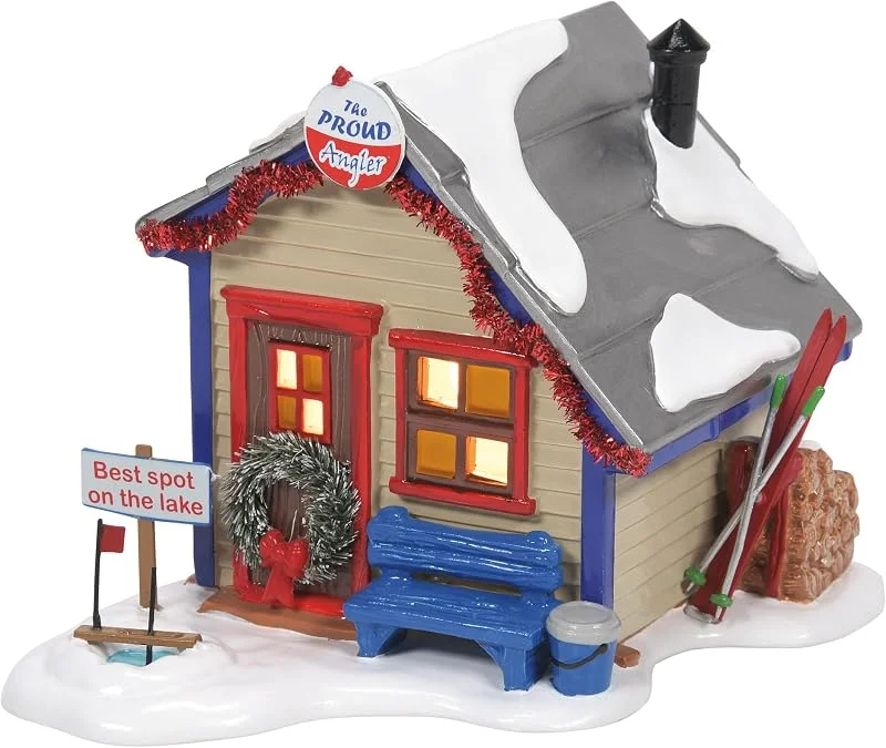 Department 56 Original Snow Village The Proud Angler, Edificio Iluminado, 4.33 Pulgadas, Multicolor — Decoracion Navidad