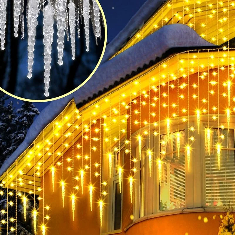 Uping Cortina Luces Guirnaldas Luces Exterior 400 LED Cadena de Luces Decorativas para Navidad Festival Fiestas Casa Jardín Boda Blanco Cálido — Luces Navidad