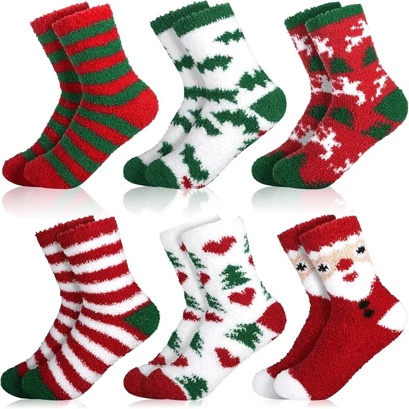MZJAUVF Calcetines Navidad, 6Pares Calcetines Navidad Mujer, Calcetiness Mujer Invierno, Lindo Calcetiness Navideños, Suave Calcetiness Mujers Termicos, Calcetinesss Mujers Navidads para Regalos Navideño — Decoracion Navidad