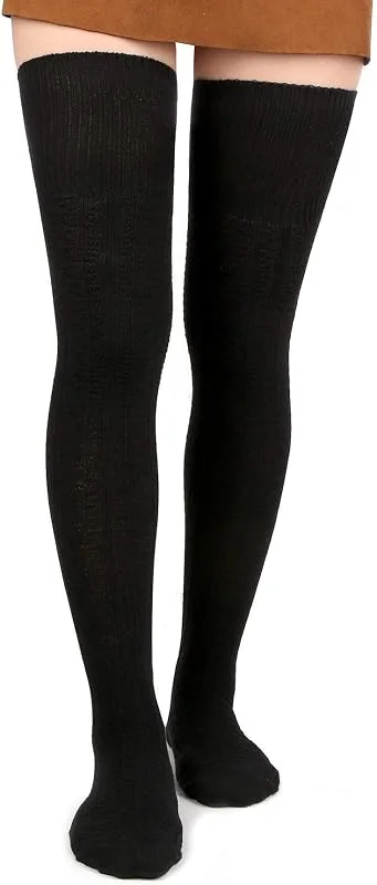 Visita la tienda de Moon Wood Moon Wood Calcetines Mujer Algodón Extra Largo Tejido Cálido Grueso Altos Sobre Rodilla Medias Compresión Calcetines Hasta Rodilla Calcetines Altos Sobre Muslo Botas Calentadores de Piernas — Ropa Navidad