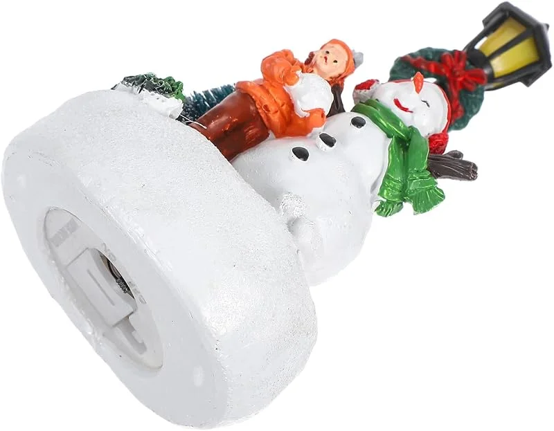 PRETYZOOM Figura Navideña de Muñeco de Escarcha en Resina con Luces LED a — Decoracion Navidad