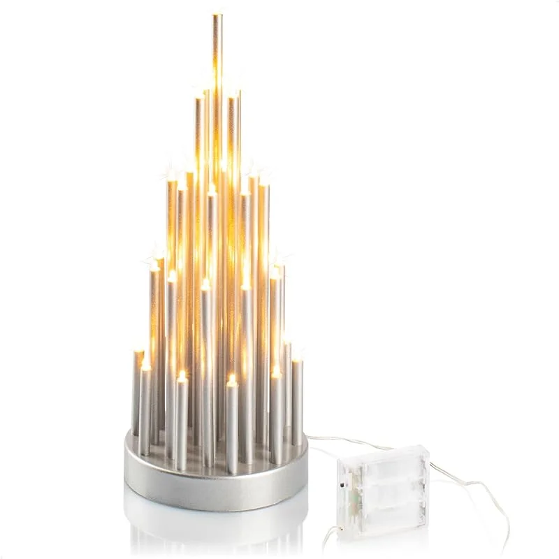 Visita la tienda de com-four com-four® Pirámide LED decorativa, puente de luz con 33 LED blanco cálido — Cena a la luz de velas