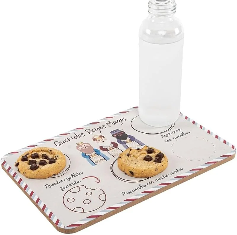 Visita la tienda de SUPERMOLON 2 Bandejas Reyes Magos - Bandeja Navidad Madera 29.5 x 19.5 x 0.9cm - Leche, Galletas, Agua Camellos - Navidad Desde Oriente para 2 niños (Reyes Magos) — Hogar y cocina
