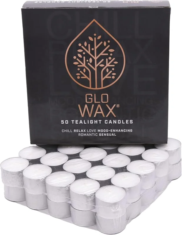 Glo-Wax 50-Pack GLO-WAX Long-Burning Tea Lights (10 HOUR BURN Per Candle) — Cena a la luz de velas