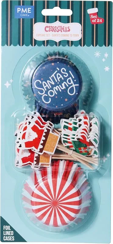 PME Navidad Set de 24 Cápsulas para Cupcakes y Toppers - Santa Viene a la Ciudad — Hogar y cocina