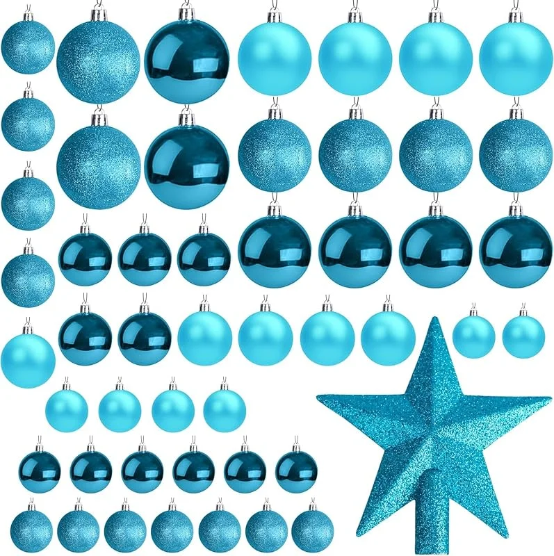 EcoNour Bolas de Navidad Azules EcoNour (Paquete de 50) - Bolas irrompibles para Adornos y árboles de Navidad — Decoracion Navidad