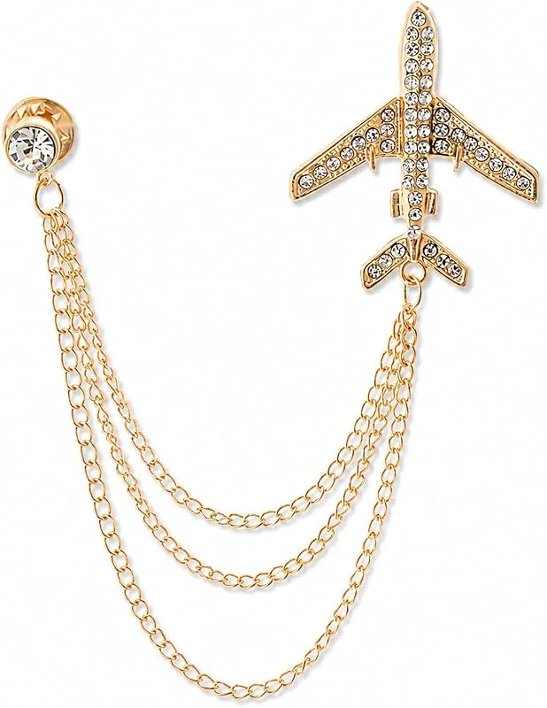 YIQPKUM Broche Avión Elegante Aleación Zinc Cristal Aeronave Alfiler Mujeres Joyería Llamativa Regalos Chaquetas Trajes Vestido Accesorios — Ropa Navidad