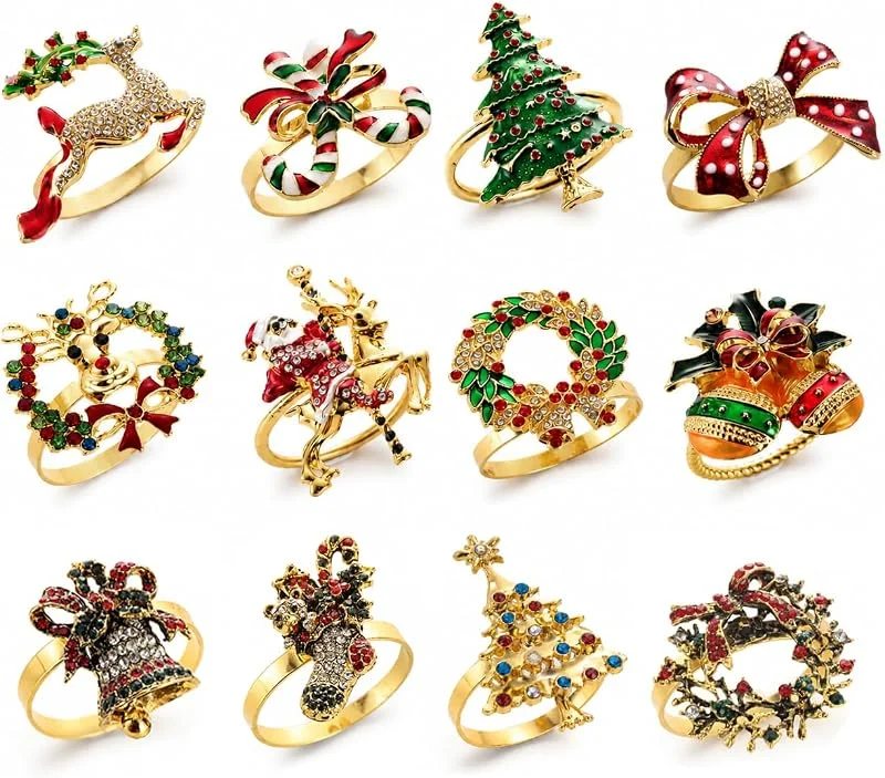 Mocifa 12 Piezas Anillo Servilletas Navidad, Servilleteros Navideños Mesa — Adviento y mesa