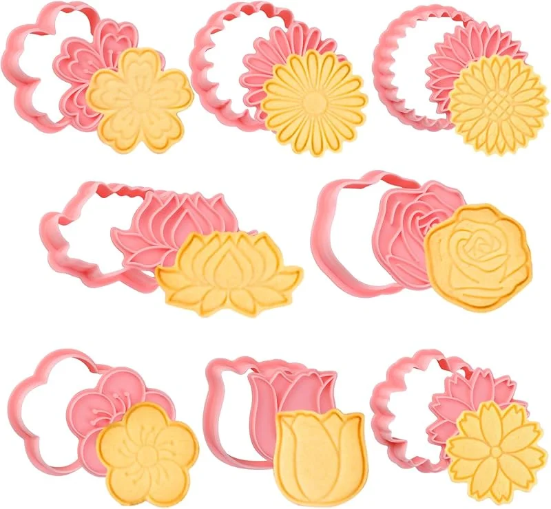 Bigqin 8 Piezas Flor Cortadores de Galletas, 3D Dibujos Animados Cortador Pan Sándwiches, DIY Fondant Pastelería Pasteles Herramienta para Hornear — Hogar y cocina