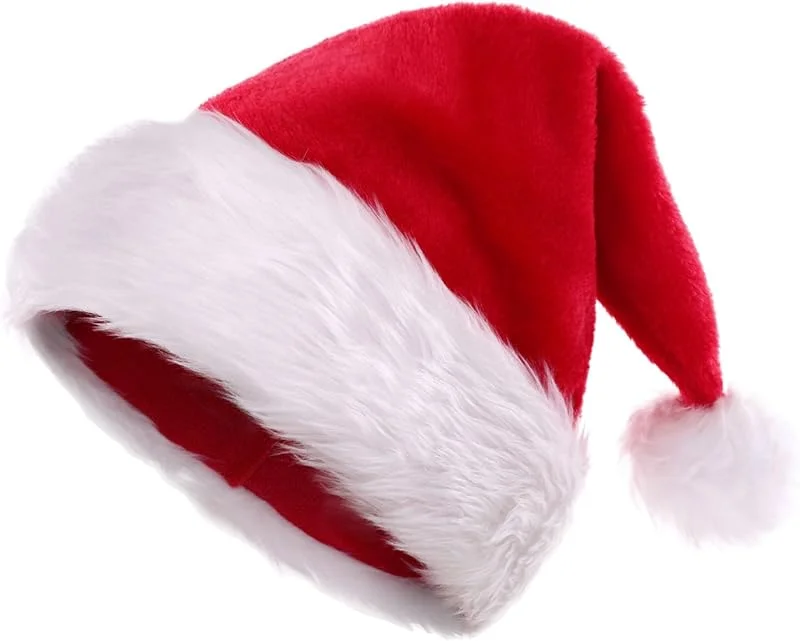 Visita la tienda de KONVINIT KONVINIT Gorro de Navidad de Felpa de Papá Noel Peludo Gorro papá Noel Sombrero de Navidad Gorro Papa Noel Adulto con Forro Cálido, Rojo — Ropa Navidad
