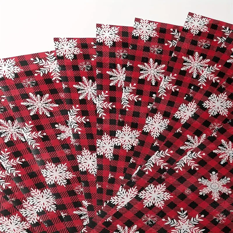 Visita la tienda de RUSPEPA RUSPEPA Papel, de seda navideño 20 Sheets Cuadros, de búfalo rojo, y negro, con estampado, de copo, de nieve, papel decorativo para envolver regalos, ramo de fiesta de Navidad, suministros, de relleno — Envoltorio regalo
