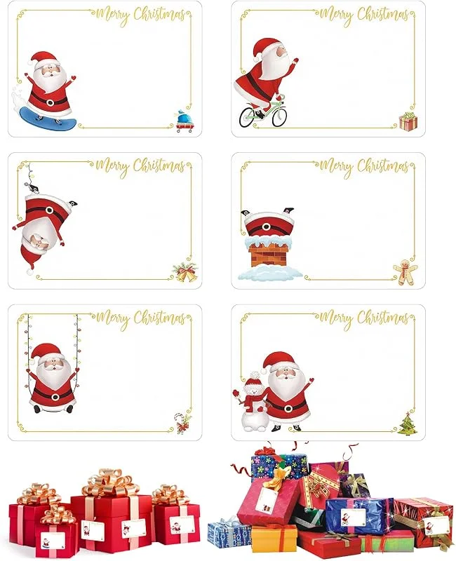 Bipl 120 pegatinas navideñas, etiquetas para escribir, autoadhesivas, pegatinas decorativas para regalo, etiquetas adhesivas de Papá Noel, para tarjetas de Navidad, bolsas de regalo, decoración — Envoltorio regalo