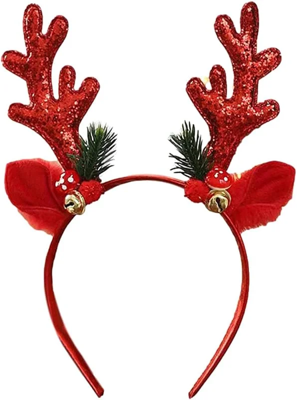 slothbyte Diadema de Navidad con cuernos de árbol de Navidad, adornos navideños, diademas de reno para Navidad, Halloween, accesorios para el cabello para mujeres, niños — Ropa Navidad