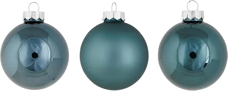 Cosy & Trendy Cosy Home Lote de 12 Bolas de Navidad de Cristal, Shiny Matt Opal Azul, D8 cm — Decoracion Navidad