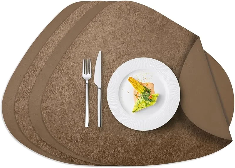 Visita la tienda de AiiBowy Manteles Individuales Lavables de Cuero Juego de 4, de Doble Cara, Resistentes al Calor, Antideslizante, Fácil de Limpiar, Salvamanteles Individuales para Mesa de Cocina, Marrón — Hogar y cocina