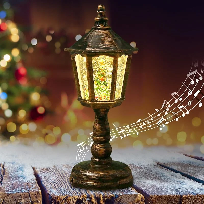 Booaee Farolillo de Navidad con Bola de Nieve LED, Música y Luz Blanca Cálida - Decoración y Regalo para Fiestas Navideñas y Hogar — Decoracion Navidad