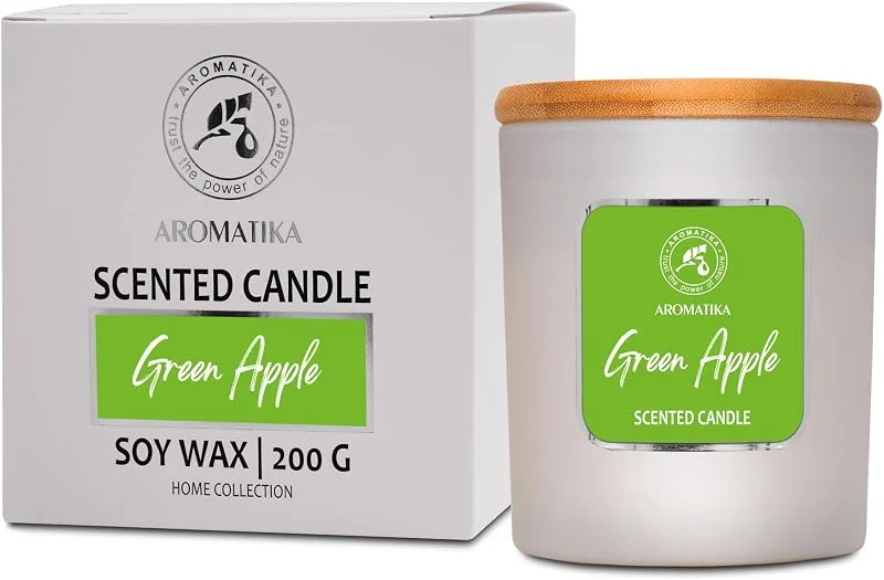 Visita la tienda de AROMATIKA Vela Perfumada Manzana Verde - Vela de Aromaterapia - Fragancia para Hogar - SPA - Cocina - Baño - Vela de Cristal de Regalo - Idea para Cumpleaños - Navidad — Cena a la luz de velas