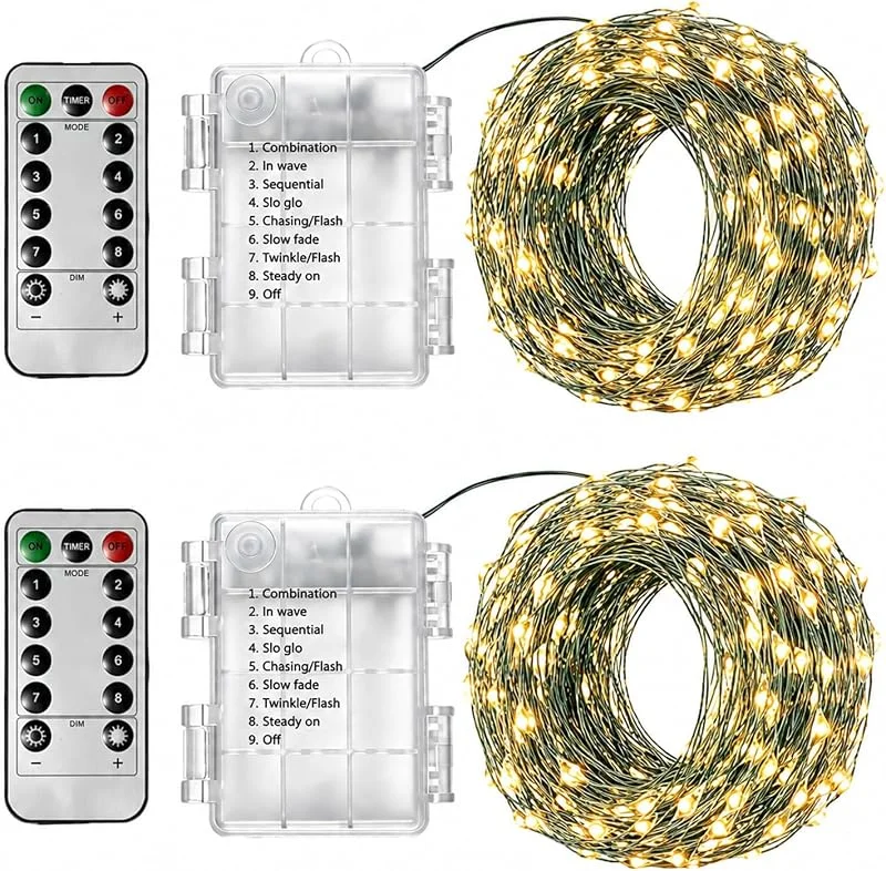 Beafaeur Guirnalda Luces Blanco Cálido Hilo VerdeLED Set 2 Unidades 5m, Luces LED — Luces Navidad
