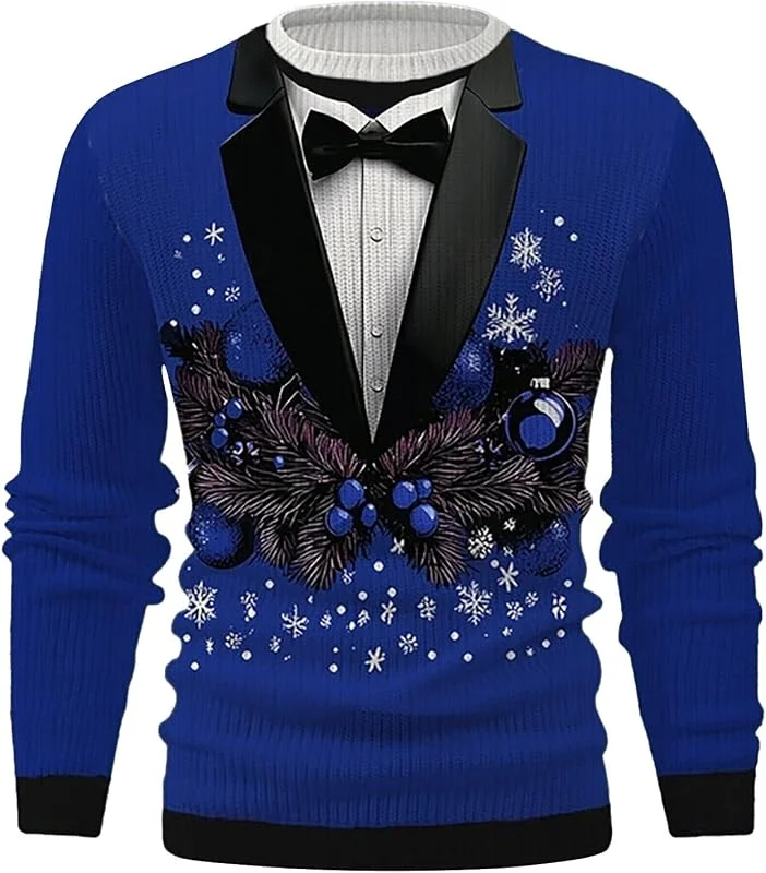PINTUTU Sudadera Navidad para Hombre, Jersey Navideño Feo Clásico Sweaters Jersey Familia Merry Christmas Jumper Gracioso Familiares Talla Grande de Suave — Ropa Navidad