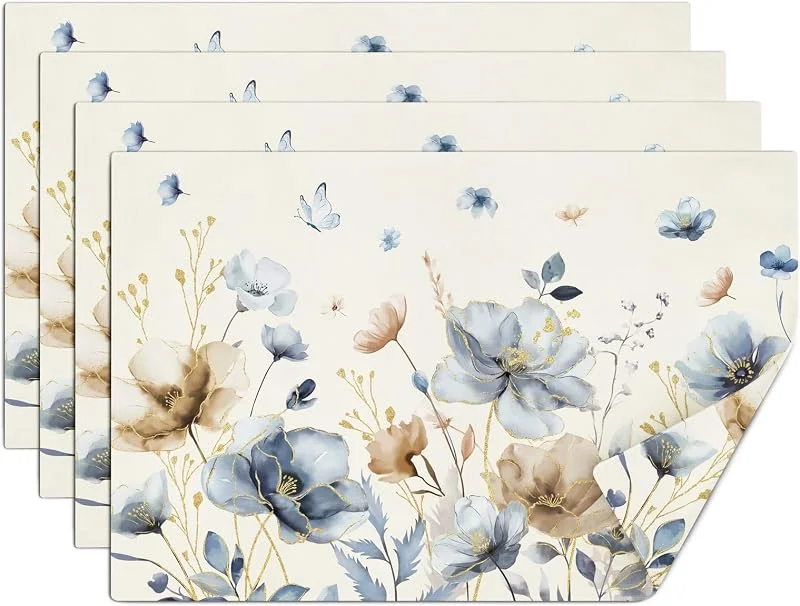 Visita la tienda de comfoyar comfoyar Juego de 4 Manteles Individuales Amapolas Marrones y Grises, Salvamanteles Individuales de Manteles Acuarela Floral Primaveral Lino para Cocinas Decoración de Mesas para Fiestas 30x45cm — Hogar y cocina