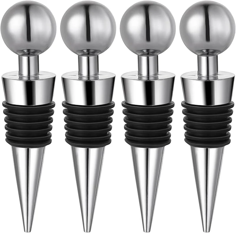Prasacco Tapones reutilizables para botellas de vino, 4 unidades, sellador para botellas de vino, champán, prosecco, cerveza y licores — Vino y mesa festiva