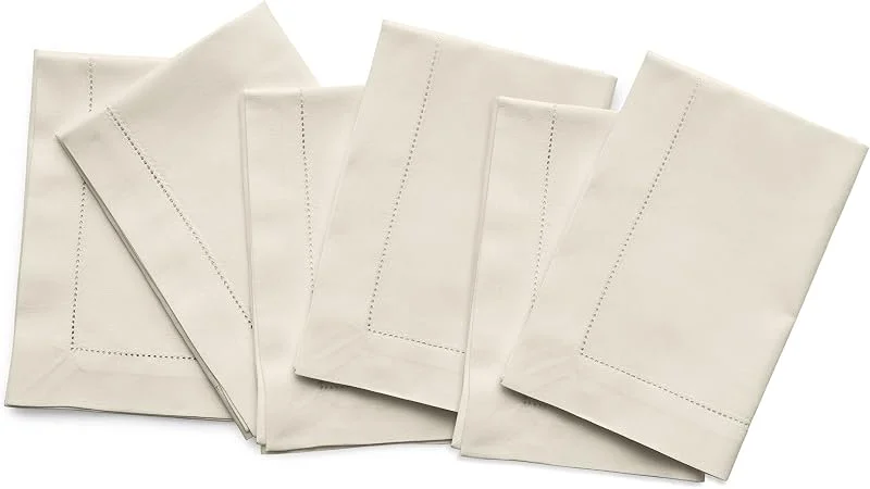 Solino Home - Servilletas de tela de algodón y lino color lino, set de 6, servilletas con dobladillo calado 51 x 51 cm para otoño, Halloween y Acción de Gracias, hechas a mano y lavables a máquina — Hogar y cocina
