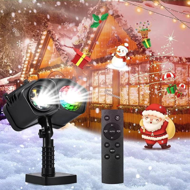 Fokiabin Proyector de luces de Halloween y Navidad para exteriores, 12 luces de efectos HD — Luces Navidad