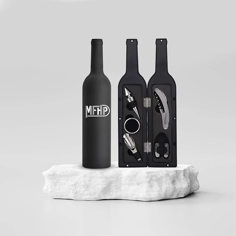 Visita la tienda de MFHP Juego de accesorios para abrebotellas de vino de lujo – Sacacorchos con cápsula corta, anillo de goteo, vertedor y tapón de vino – Decoración para pisos, hogar y oficina — Vino y mesa festiva
