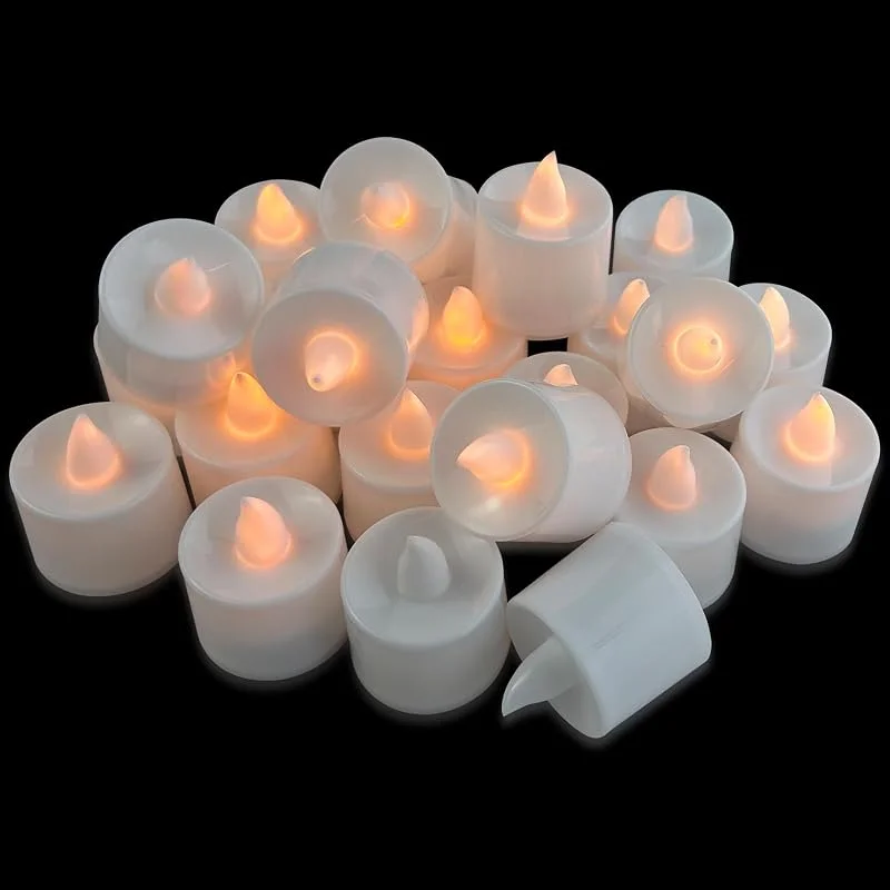 Diompirux 24 piezas Luces de Té LED sin llama con Baterías, parpadeantes luz amarillas cálida, para bodas, fiestas, vacaciones, decoración del hogar al aire libre, sin Llama Real, Segura — Luces Navidad
