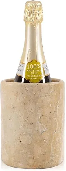 SPESHSTONES Enfriador de vino de mármol, travertino hecho a mano, 16, 5 cm, enfriador de champán para fiestas y cenas, tiene capacidad para cualquier botella de 750 ml el vino y las bebidas frías — Vino y mesa festiva