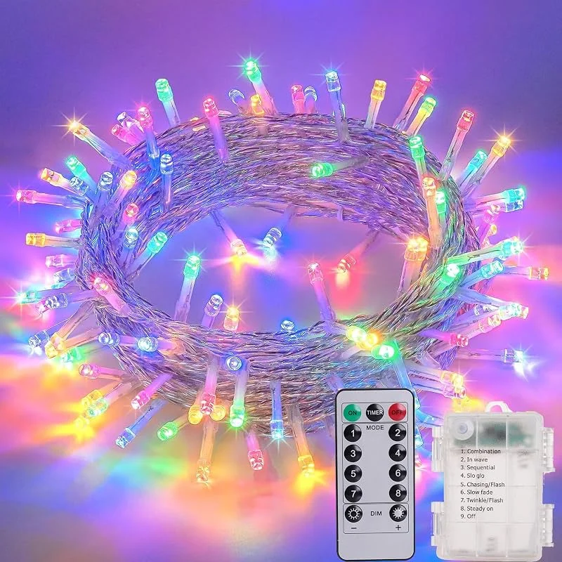 Litark Luces Navidad, 20M 200LED Luces Navidad Exterior Pilas, Impermeable 8 Modos, ontrol remoto con temporizador, Interior para Habitacion, Fiestas, Boda(Multicolore)