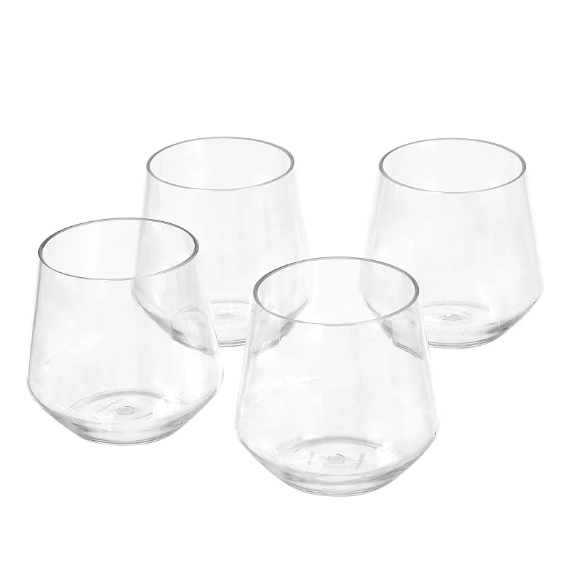 Visita la tienda de Amazon Basics Amazon Basics Plástico Tritán sin BPA, Apto para Lavavajillas, Copa de Vino sin Tallo, a Prueba de Roturas, 0, 40L, Transparente, Juego de 4 — Vino y mesa festiva