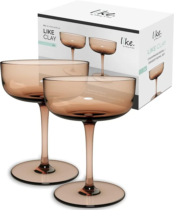 Villeroy & Boch – Juego De 2 Copas De Cava Y Postre Like Clay, Vidrio Coloreado Marrón, Capacidad 100Ml — Vino y mesa festiva