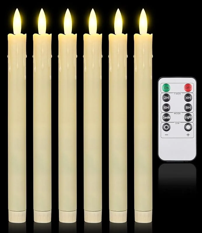 jutyum 6Pcs Velas Led Efecto Llama, Velas Navidad, Velas Electricas, Velas Decorativas, Vela Led con Mando y Temporizador, Velas de Navidad — Luces Navidad