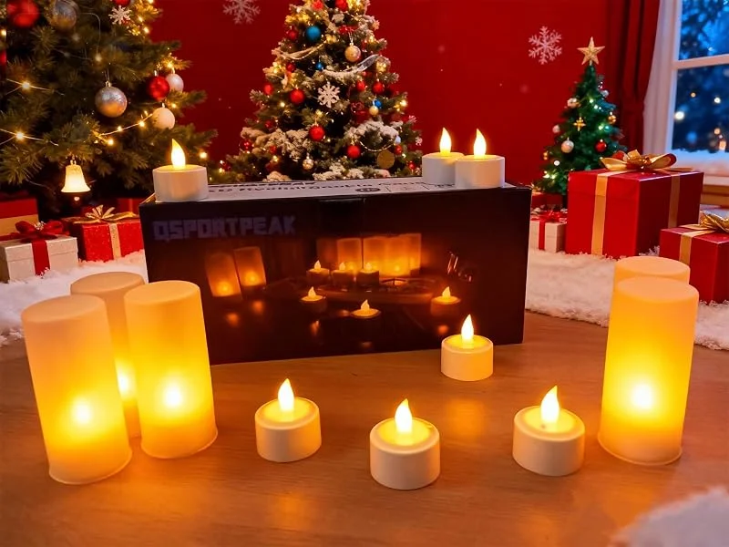 Visita la tienda de QSPORTPEAK Velas eléctricas y LED recargables con estación de carga, 12 unidades, pilas sin llama, con tazas esmeriladas y cable USB, para fiesta, boda, jardín, decoración de interior Bar, Cafetería, Navidad etc — Luces Navidad