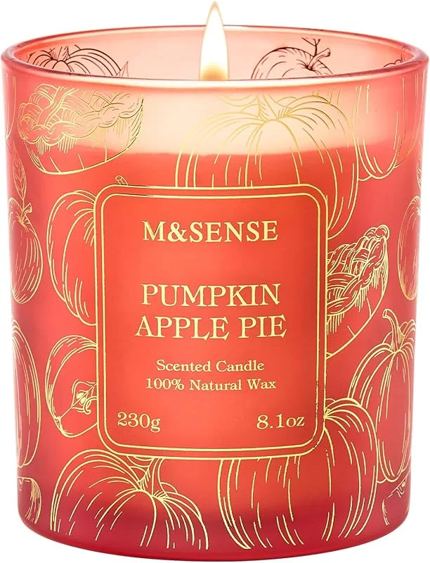M&SENSE Vela aromática de calabaza en cristal, velas de soja, 230 g, 42 — Cena a la luz de velas
