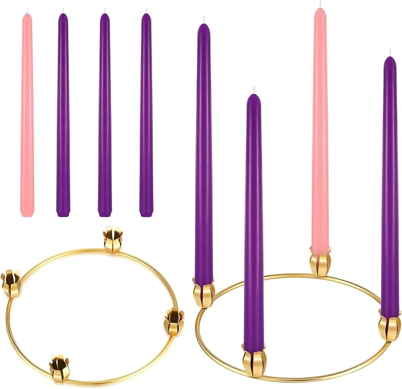 Chengu 5 piezas de anillo de corona de Adviento para velas de Adviento de Adviento Candelabro de Navidad, vela de Adviento de Navidad, centro de adviento para decoración del hogar (forma de flor) — Adviento y mesa