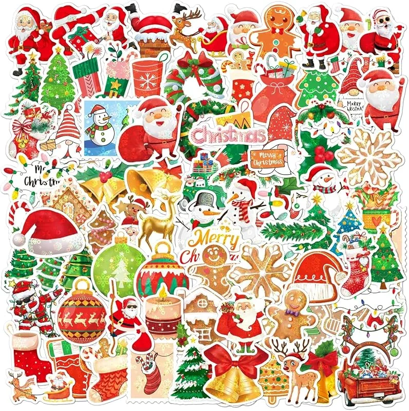 YUEXNKO Pegatinas Navideñas, 100PCS Etiquetas Adhesivas Navidad, Etiqueta Engomada de Navidad, Pegatinas de Navidad para Regalos, Adhesivas Navidad para Infantiles, Navidad Stickers (Color B) — Envoltorio regalo