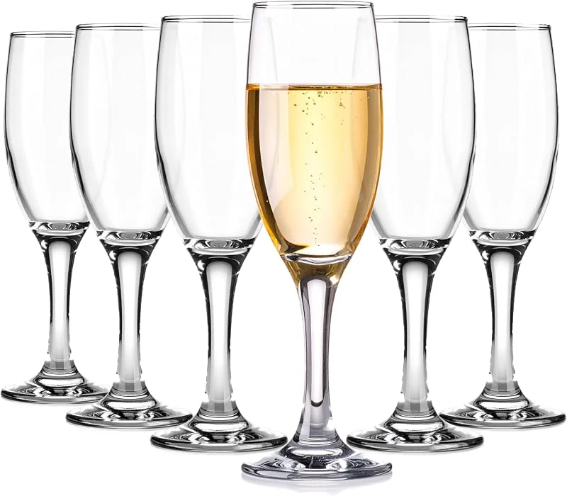 Visita la tienda de Glasmark KROSNO 1992 Glasmark KROSNO 1992 Juego De 6 Copas De Champán Prosecco Flautas de Champán Altas 150 ml Resistentes En Vidrio Transparente — Vino y mesa festiva