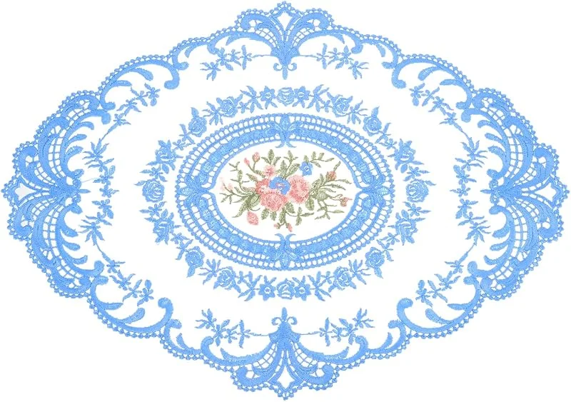 Visita la tienda de sourcing map sourcing map Mantel individual de encaje retro de 30, 5 x 40, 6 cm, bordado ovalado, manteles individuales de ganchillo francés, posavasos para el hogar, boda, color azul — Hogar y cocina