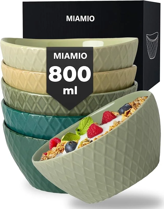 Visita la tienda de MIAMIO MIAMIO - set de 6 cuencos cerámicos 800 ml Palmanova (Verde) para cocina — Adviento y mesa