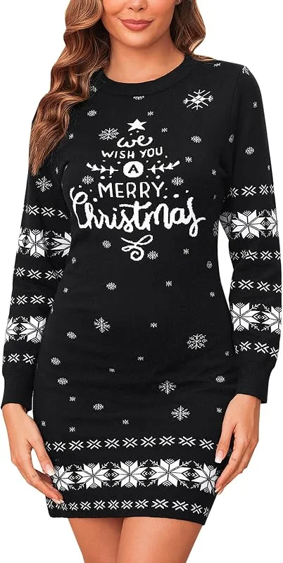 Visita la tienda de Gyabnw Gyabnw Vestido Suéter Manga Larga para Mujer Ropa Navideña Vestido Cálido Invierno — Ropa Navidad